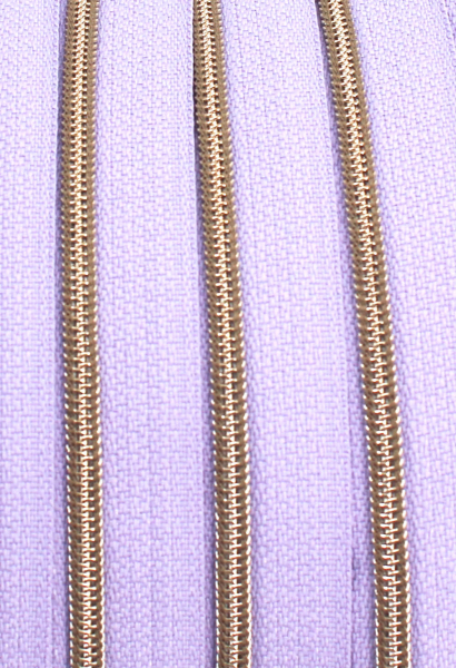 Reißverschluss endlos, metallisiert schmal flieder /messing-antik (1m)